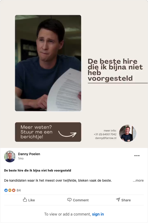 Danny Poelen — the best hire, 84 reactions