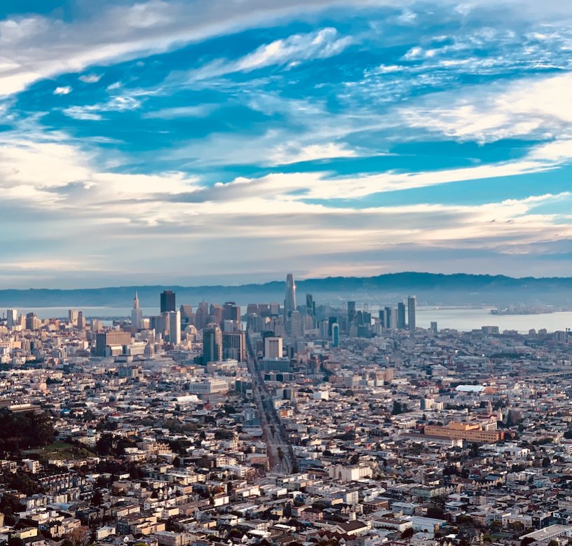 De skyline van San Francisco gezien vanaf Twin Peaks