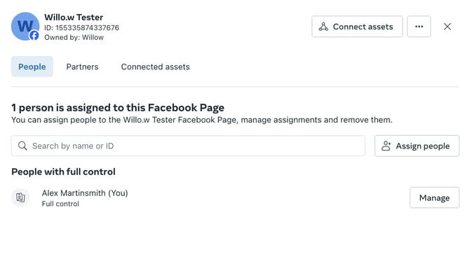 Meta Business Suite page admins list