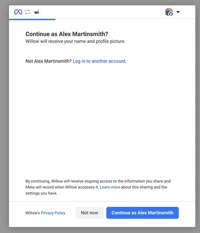 First screen of Meta's integration process