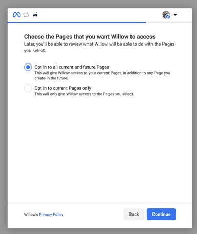 Grant access to pages screen