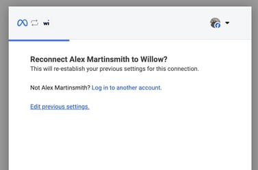 Already connected screen with Edit previous settings