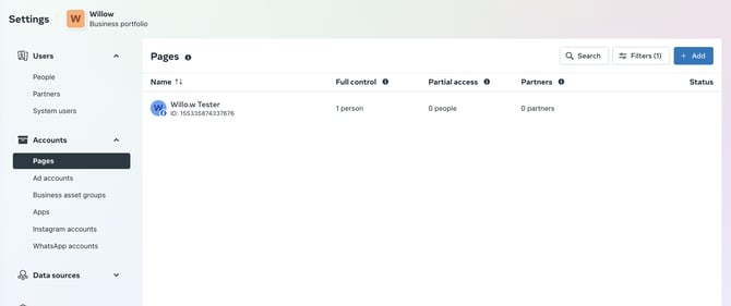 Meta Business Suite Pages settings