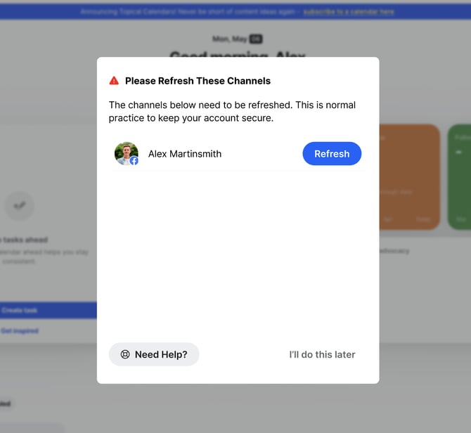 The channel reconnect popup in Willow