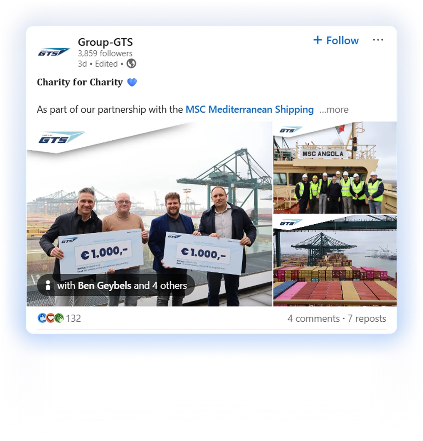 social media post about charity