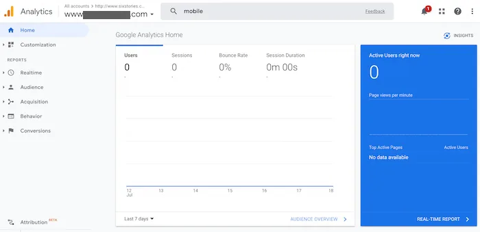 Google Analytics dashboard overview