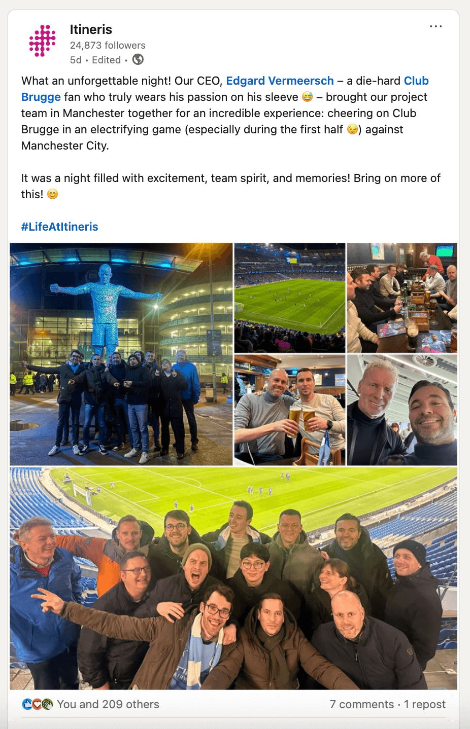 Social media post from Itineris