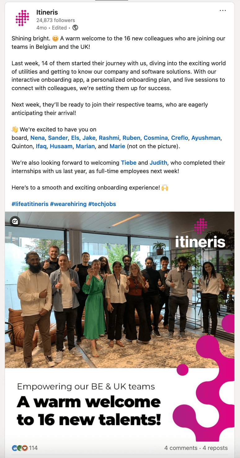 New employees at Itineris