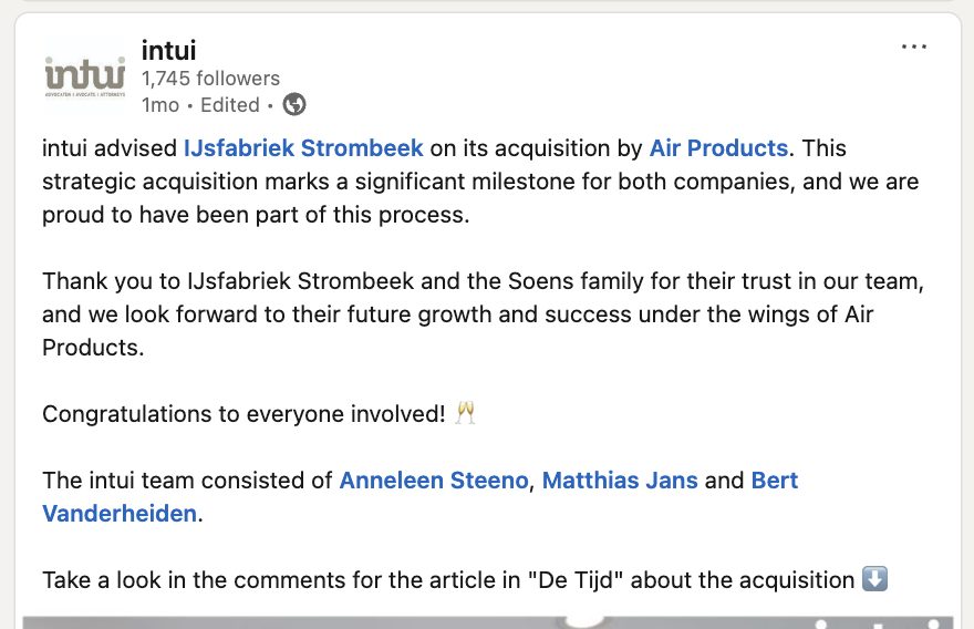 Intui share a successful collaboration on LinkedIn