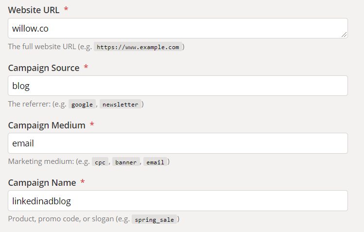 Google URL builder