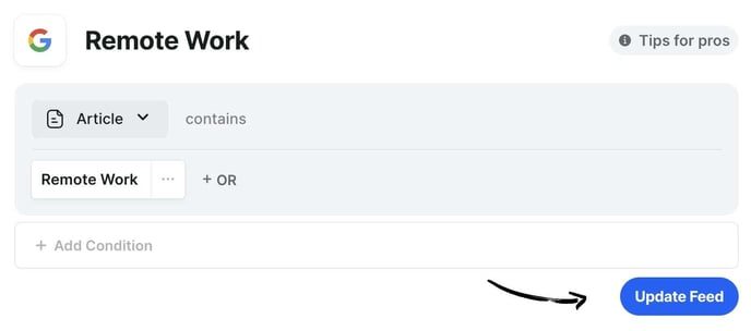 Keyword Monitor - Update Button