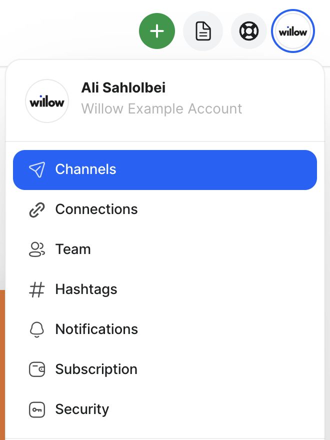 how to connect your personal linkedin profile to willow screenshot 1