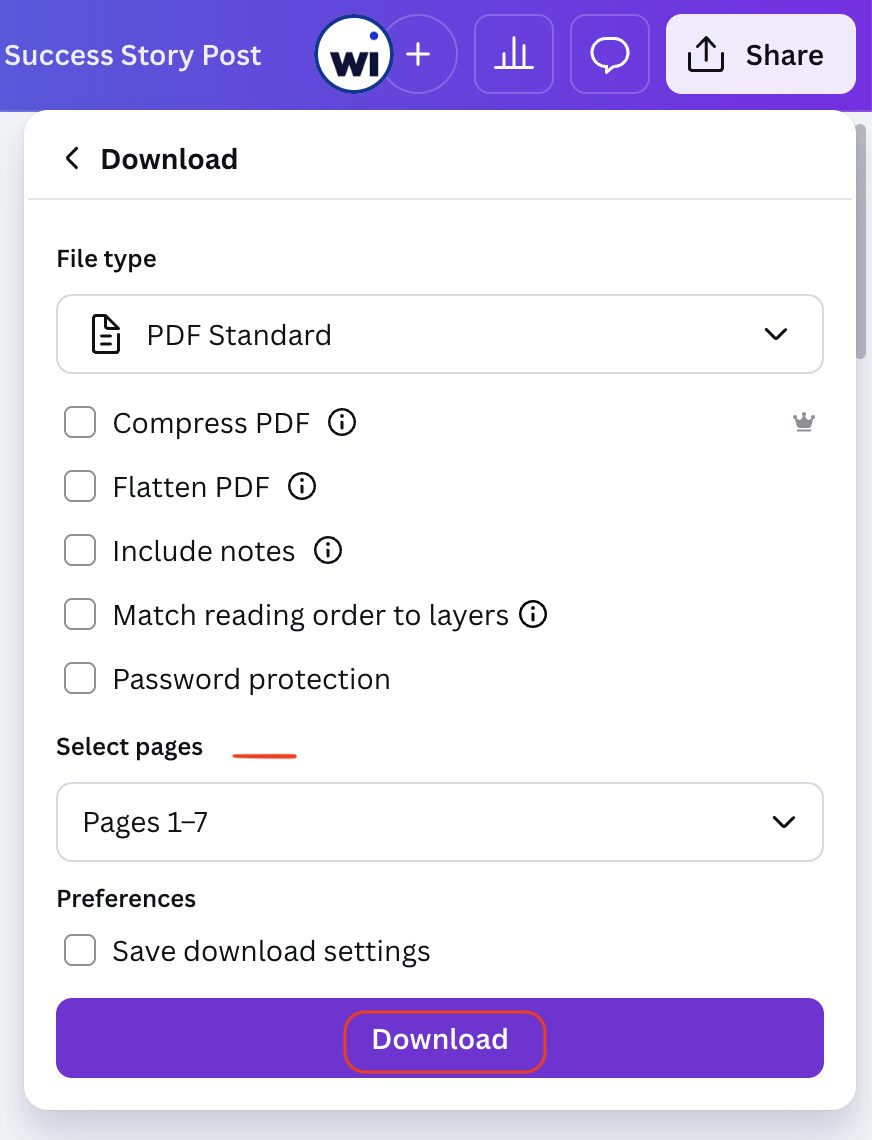how to export pdf carousel from canva for linkedin screenshot 4