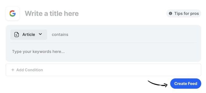 Keyword Monitor - Create Feed Button