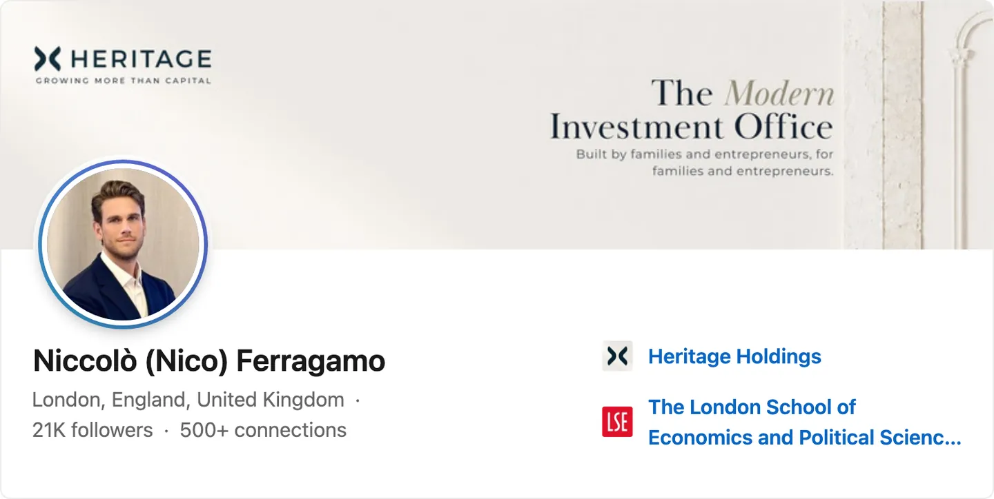 Niccolò Ferragamo's LinkedIn profile