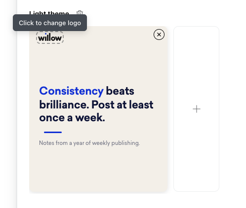 Uploading a new logo from the brand profile card.