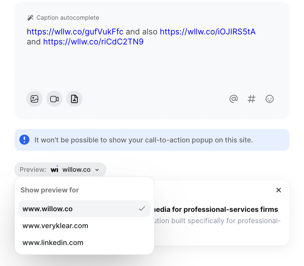 Choosing which link becomes the preview card.